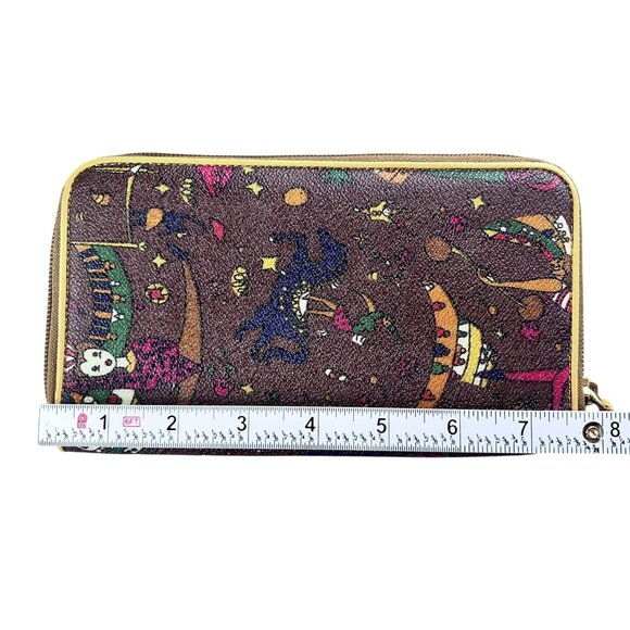 Piero Guidi Magic Circus Wallet Womens Brown Colorful Pattern Zip Around - Picture 4 of 9